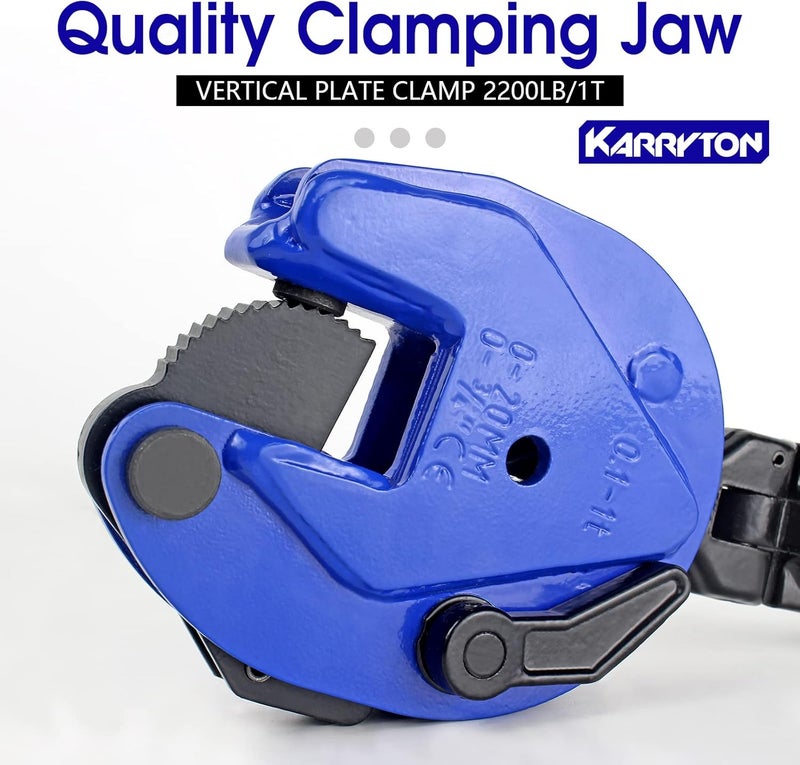 KARRYTON Vertical Plate Clamp, 1Ton/2200LB Working Load, Jaw Opening 0.8IN, Industrial Steel Plate Clamp for Lifting and Transporting - Image 4